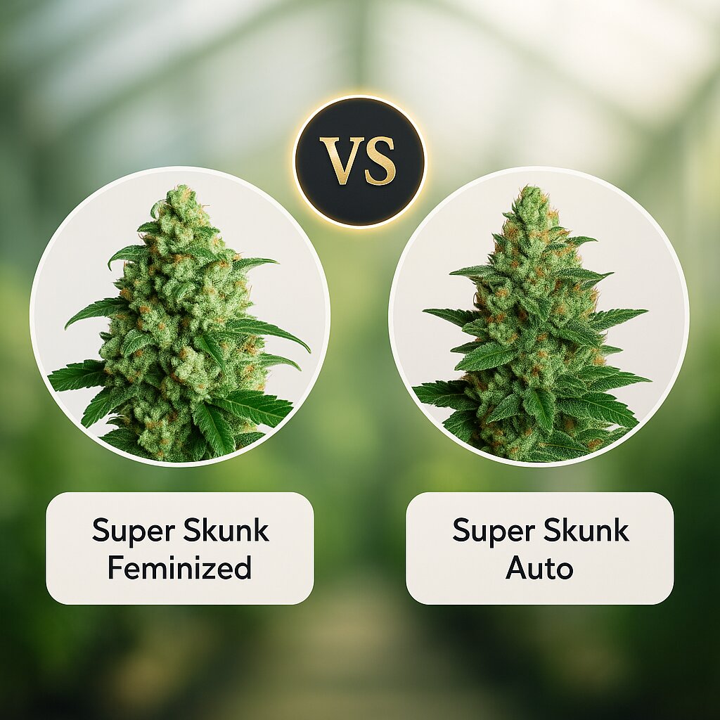Super Skunk (Sensi Seeds) vs Super Skunk Auto (Dr Krippling) Cannabissamenvergleich
