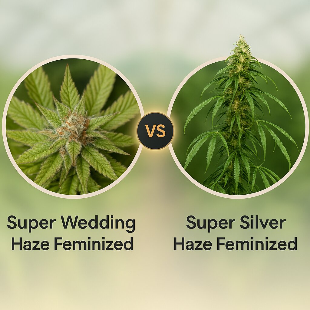 Super Wedding Haze (Cream of the Crop) vs Super Silver Haze (DinaFem Seeds) Vergleich von Cannabissamen