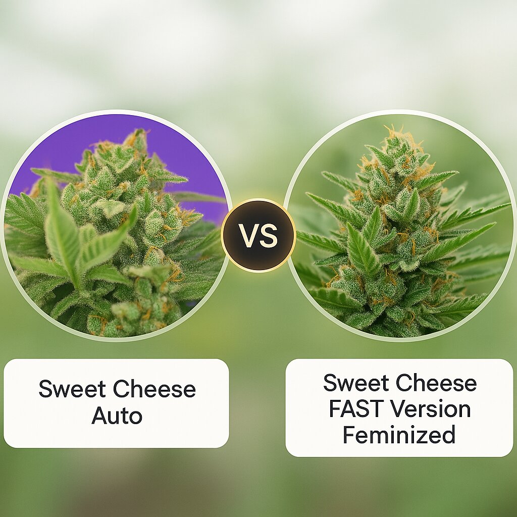 Sweet Cheese Auto (Sweet Seeds) vs Sweet Cheese FAST Version (Sweet Seeds) Cannabis-Samen Vergleich