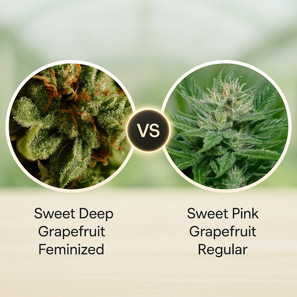 Sweet Deep Grapefruit (DinaFem Seeds) vs Sweet Pink Grapefruit (Tyrol Seeds) Cannabissamenvergleich