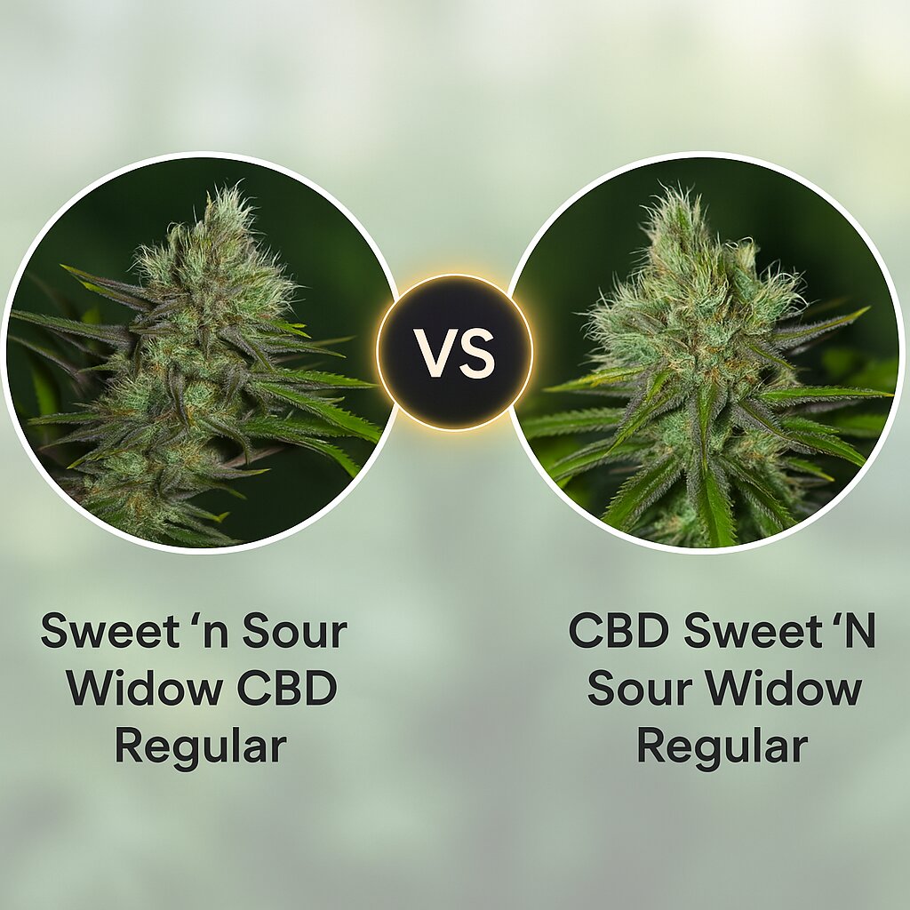 Sweet 'n Sour Widow CBD (CBD Crew) vs CBD Sweet 'N Sour Widow (Seedsman) Cannabissamenvergleich