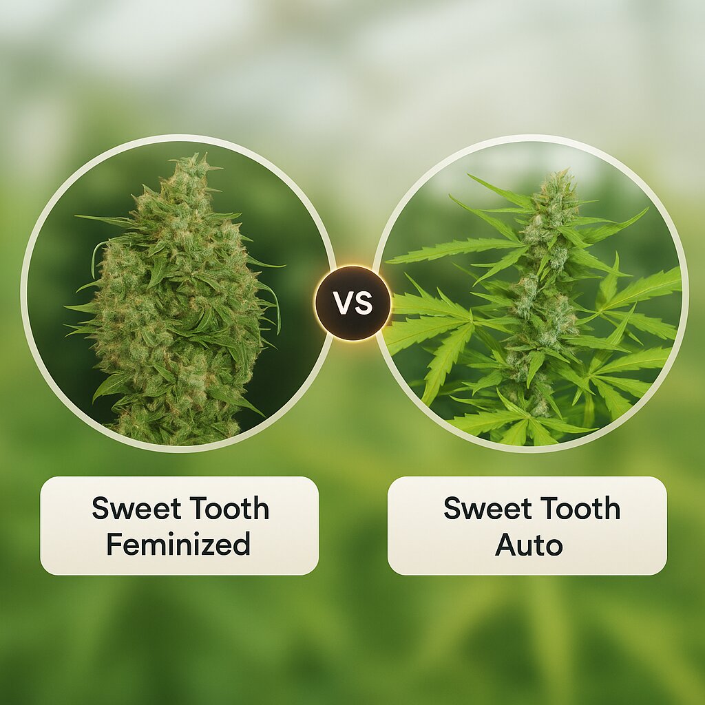Sweet Tooth (Barneys Farm) vs Sweet Tooth Auto (Barneys Farm) Cannabis Samen Vergleich