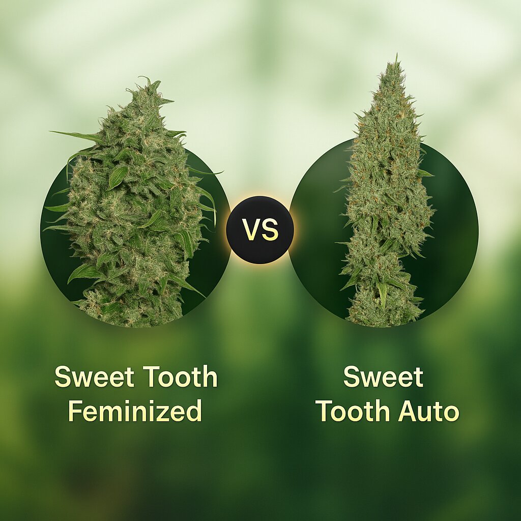 Sweet Tooth (Barneys Farm) vs Sweet Tooth Auto (Seedsman) Cannabissamenvergleich