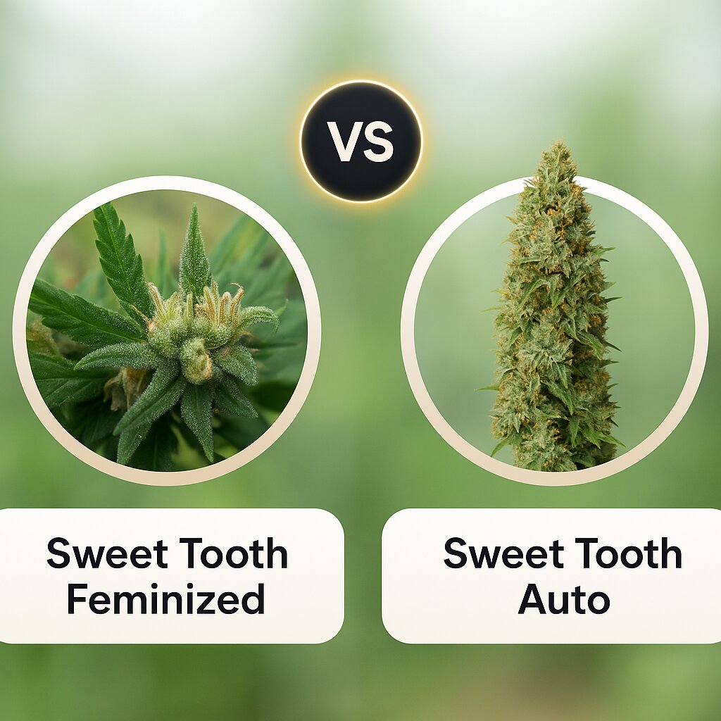 Sweet Tooth (z710 Genetics) vs Sweet Tooth Auto (Seedsman) Vergleich von Cannabissamen