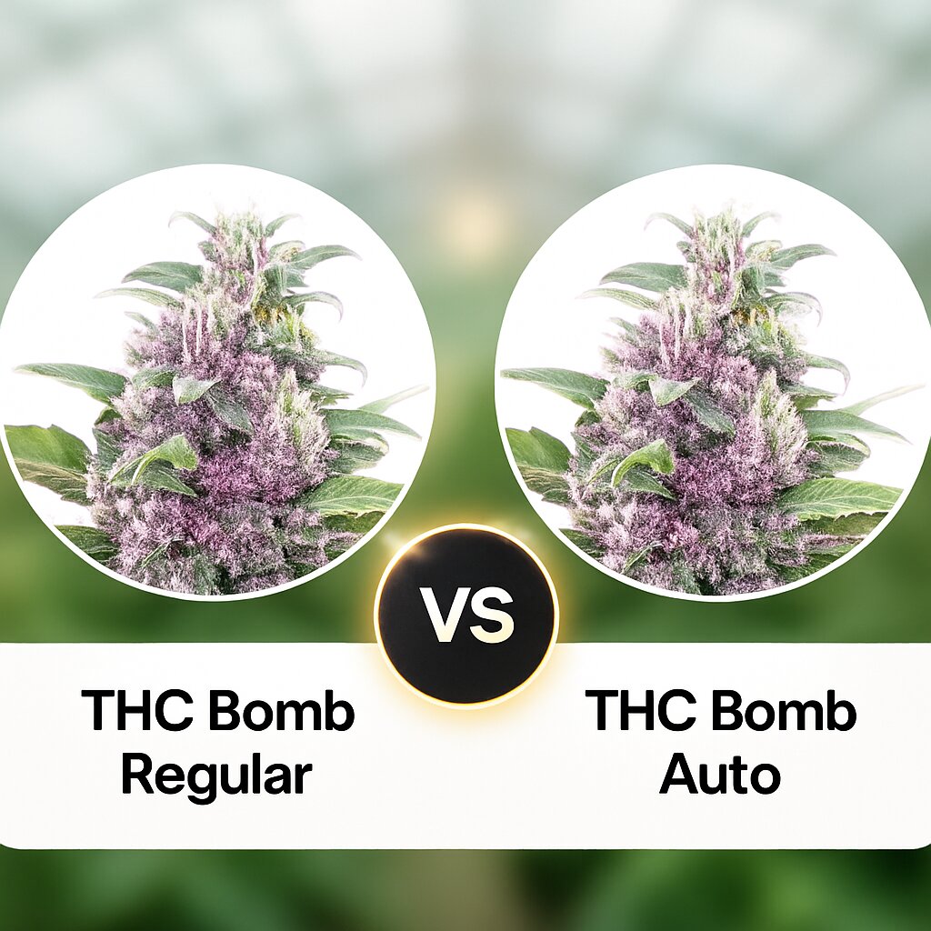 THC Bomb (Bomb Seeds) vs THC Bomb Auto (Bomb Seeds) Vergleich von Cannabissamen