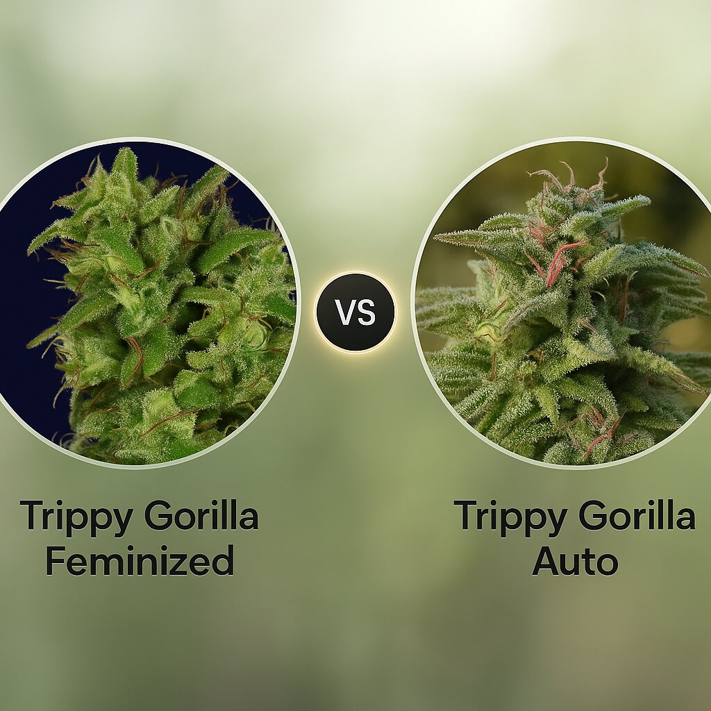 Trippy Gorilla (Bighead Seeds) vs Trippy Gorilla Auto (Bighead Seeds) Vergleich von Cannabissamen