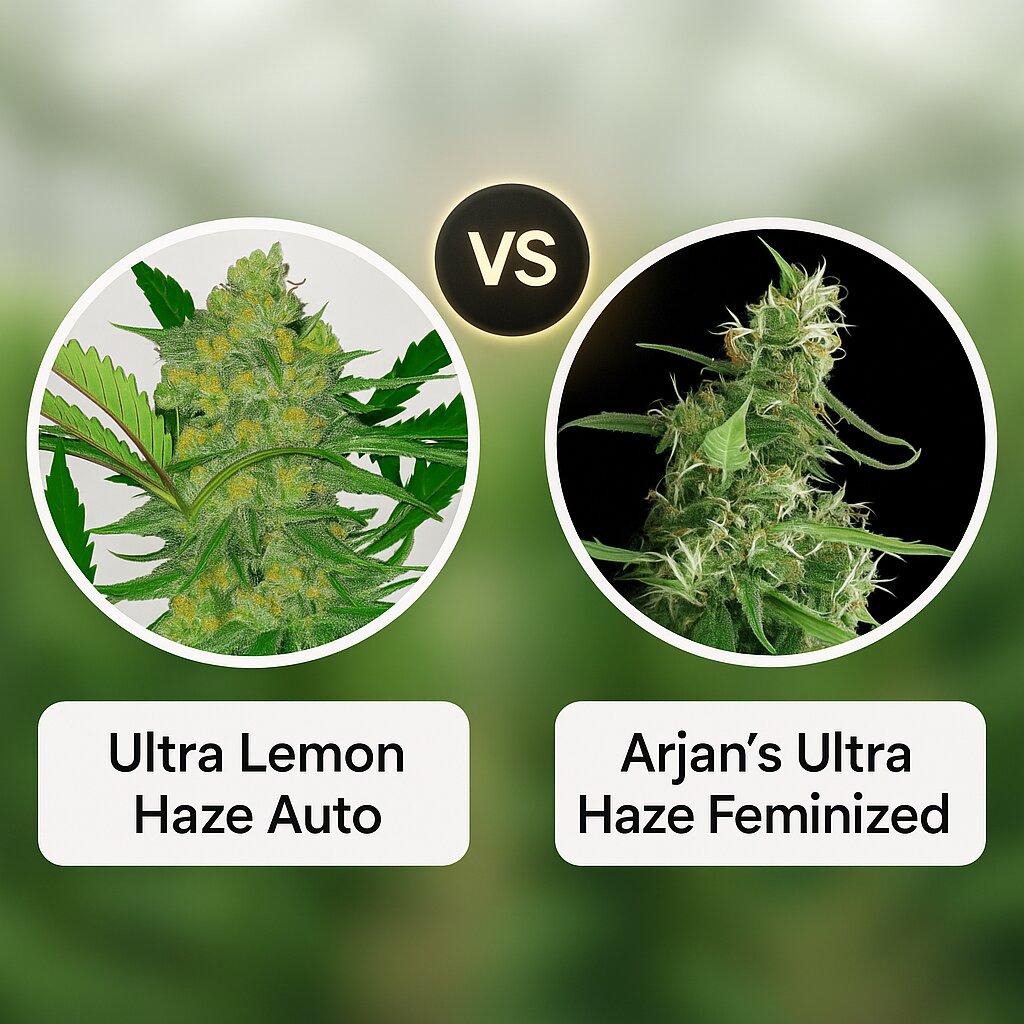 Ultra Lemon Haze (Auto Seeds) vs Arjan's Ultra Haze (Greenhouse Seed Co) Cannabissamenvergleich