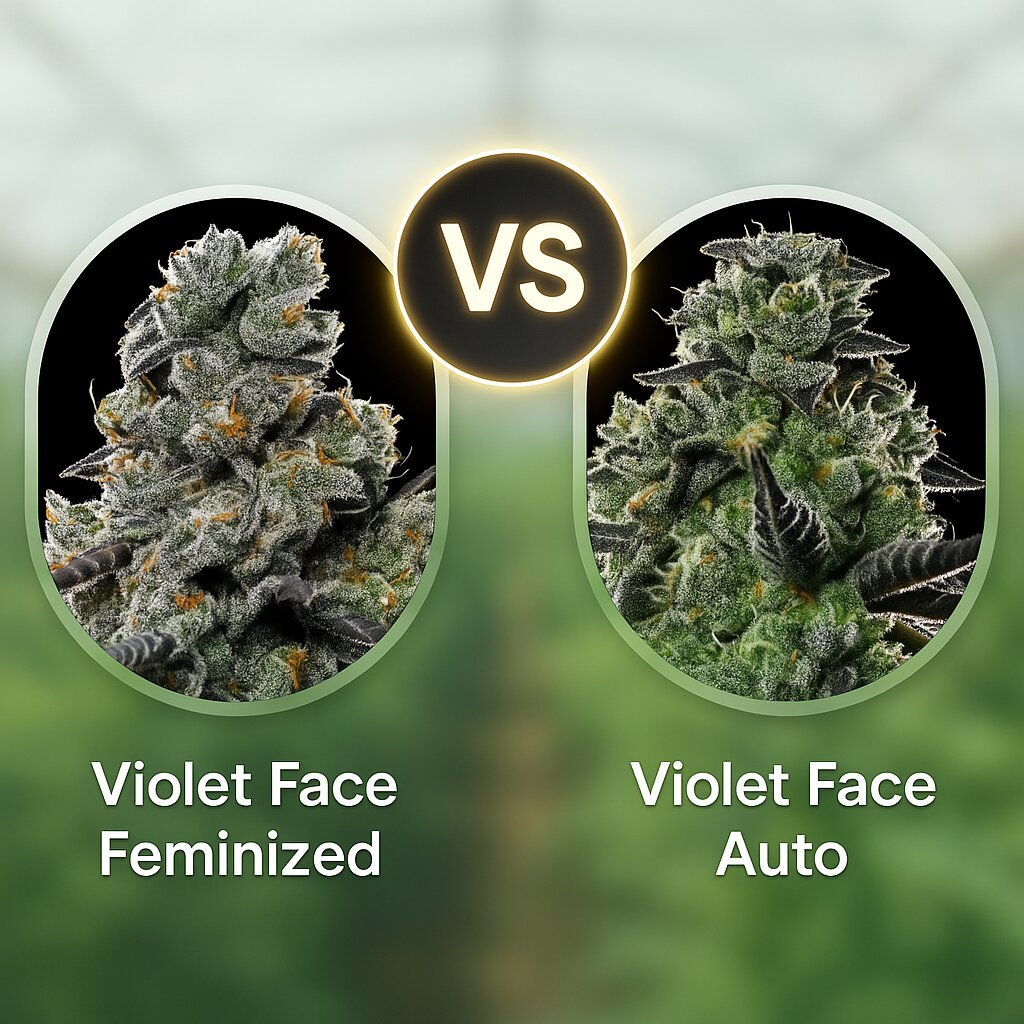 Violet Face (Anesia Seeds) vs Violet Face Auto (Anesia Seeds) Cannabis Samen Vergleich