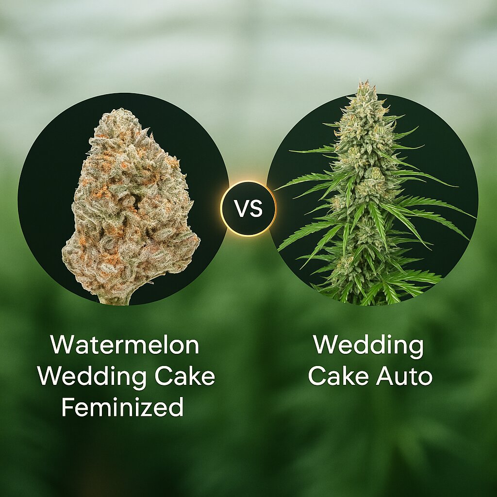 Watermelon Wedding Cake (Growers Choice) vs Wedding Cake Auto (Barneys Farm) Vergleich von Cannabissamen
