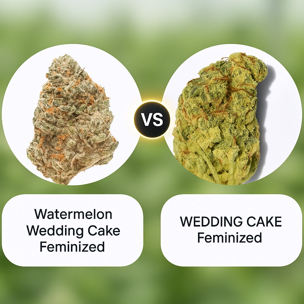 Watermelon Wedding Cake (Growers Choice) vs WEDDING CAKE (Bighead Seeds) Cannabissamen Vergleich