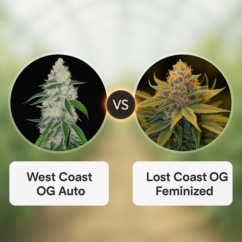 West Coast OG Auto (FastBuds) vs Lost Coast OG (Humboldt Seed Organization) Vergleich von Cannabissamen