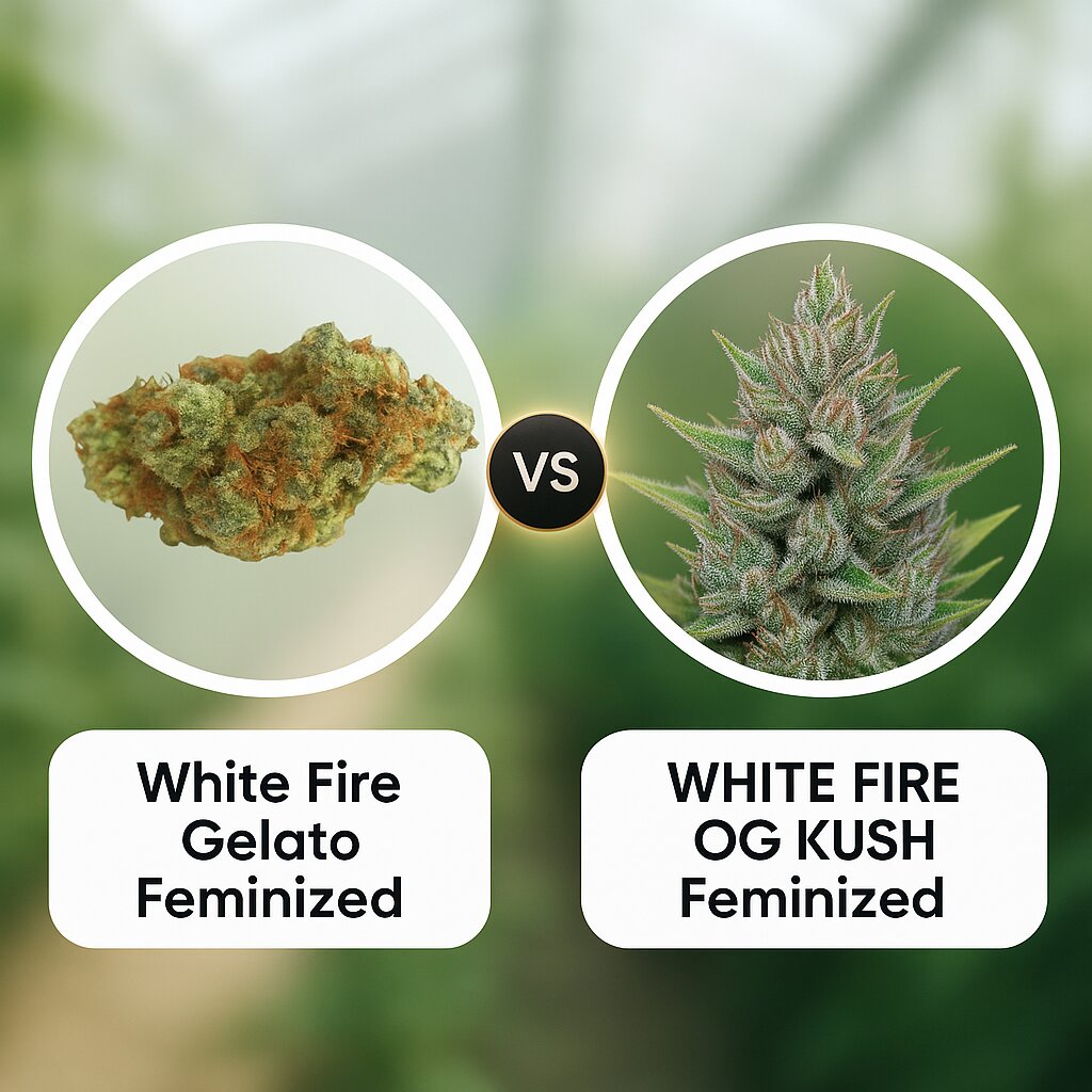 White Fire Gelato (Growers Choice) vs WHITE FIRE OG KUSH (Bighead Seeds) Vergleich von Cannabissamen