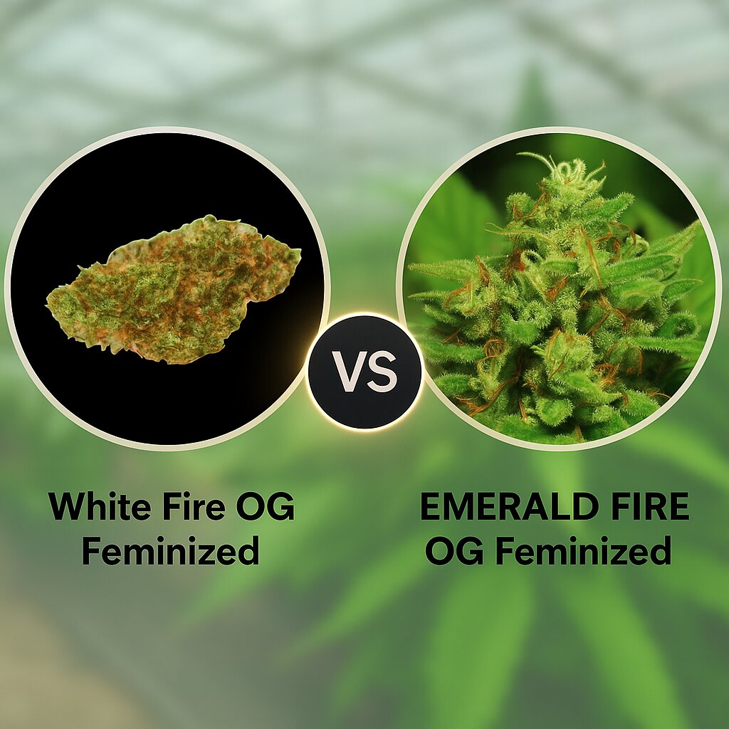 White Fire OG (Growers Choice) vs  EMERALD FIRE OG (Humboldt Seed Organization) Vergleich von Hanfsamen