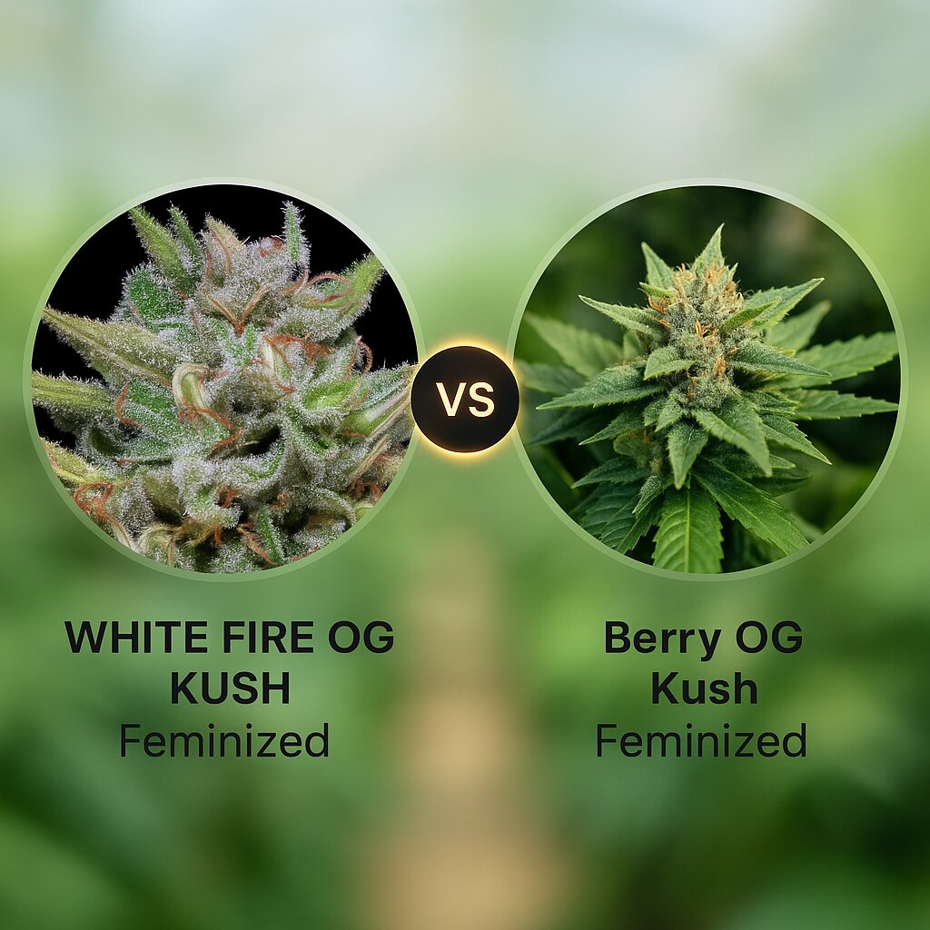 WHITE FIRE OG KUSH (Bighead Seeds) vs Berry OG Kush (z710 Genetics) Vergleich von Cannabissamen