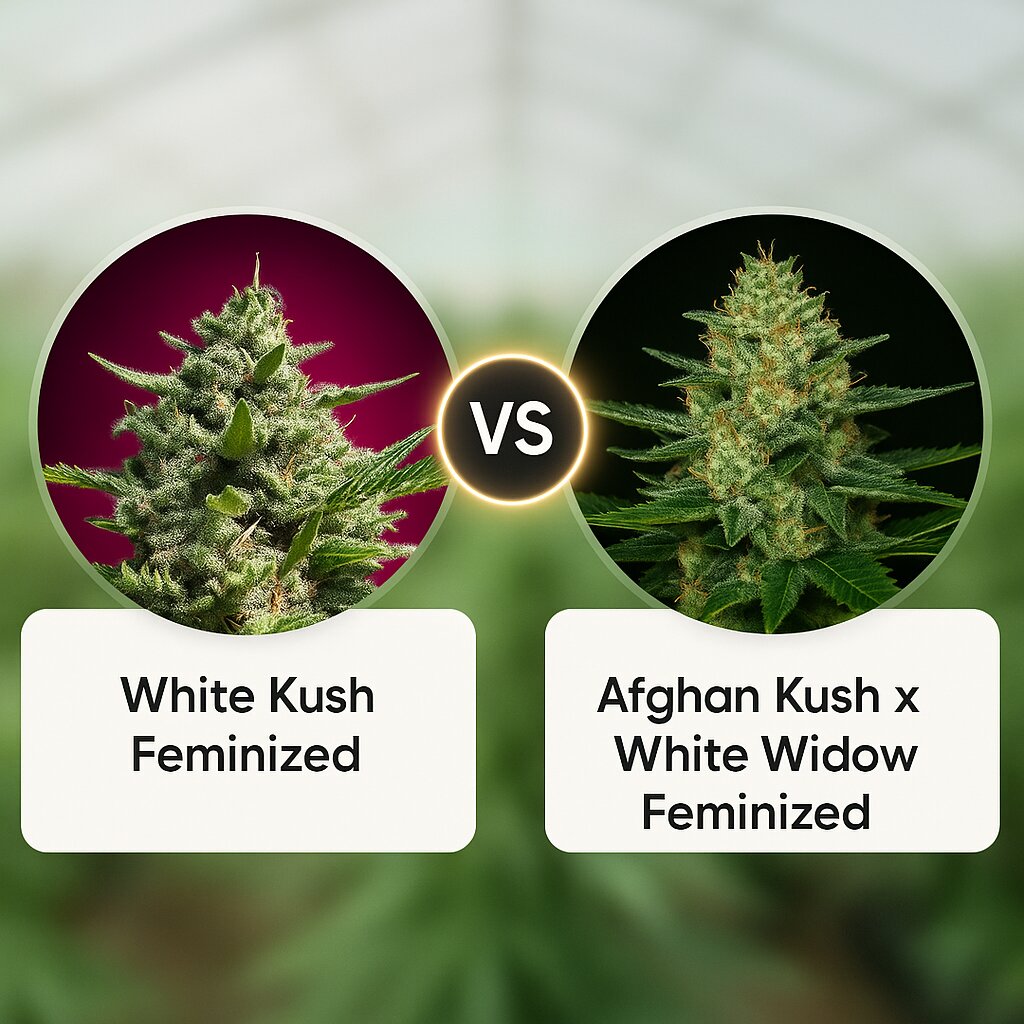 White Kush (Advanced Seeds) vs Afghan Kush x White Widow (World of Seeds) Cannabissamen Vergleich