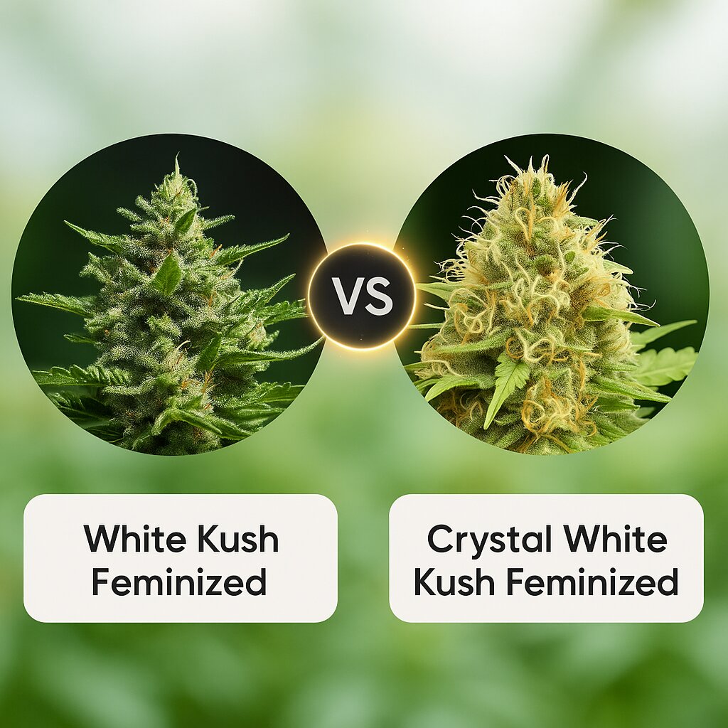 White Kush (Advanced Seeds) vs Crystal White Kush (Dutch Passion) Vergleich von Hanfsamen