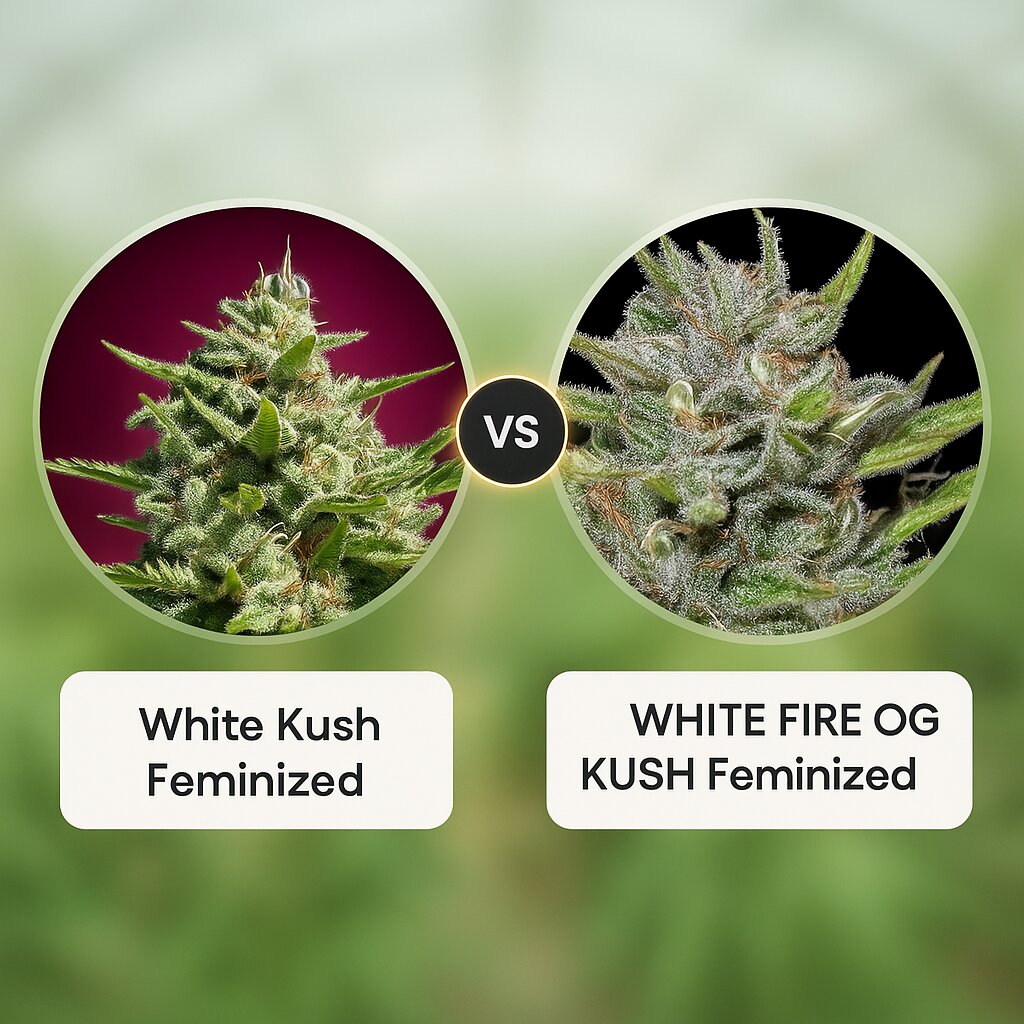 White Kush (Advanced Seeds) vs WHITE FIRE OG KUSH (Bighead Seeds) Vergleich von Cannabissamen