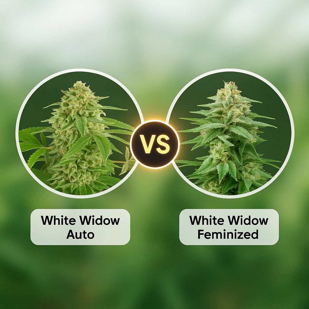 White Widow Auto (DinaFem Seeds) vs White Widow (Royal Queen Seeds) Vergleich von Cannabissamen