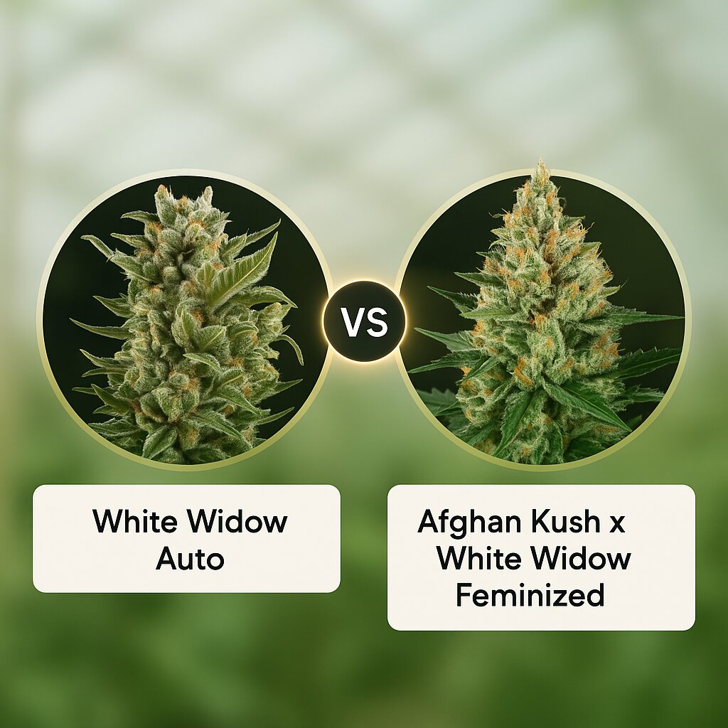 White Widow Auto (Royal Queen Seeds) vs Afghan Kush x White Widow (World of Seeds) Cannabis Samen Vergleich