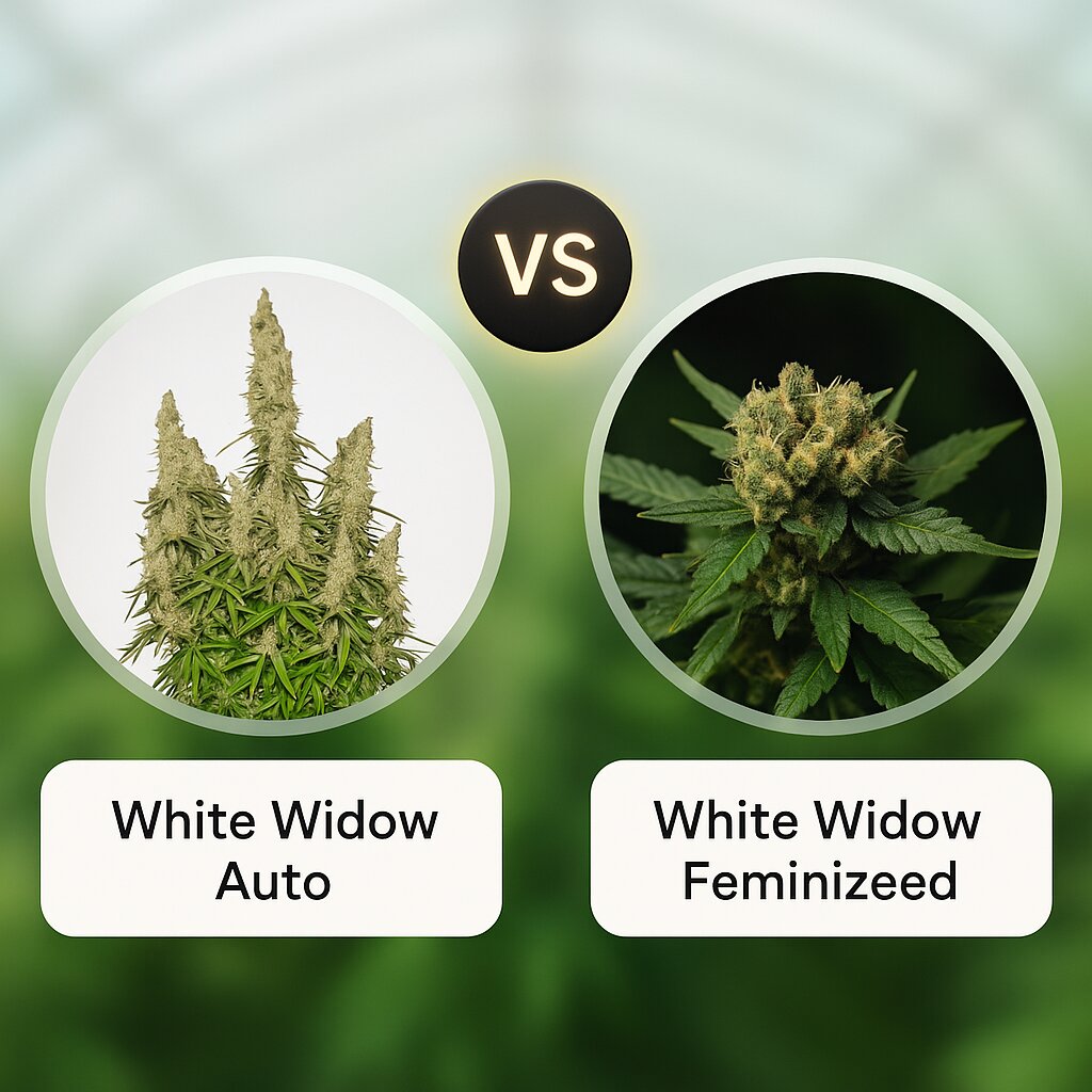 White Widow Auto (Seed Stockers) vs White Widow (Bulldog Seeds) Cannabissamen Vergleich