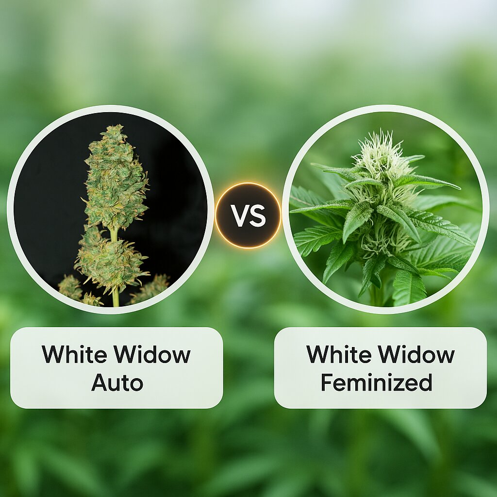 White Widow Auto (Seedsman) vs White Widow (Nirvana Seeds) Vergleich von Cannabissamen