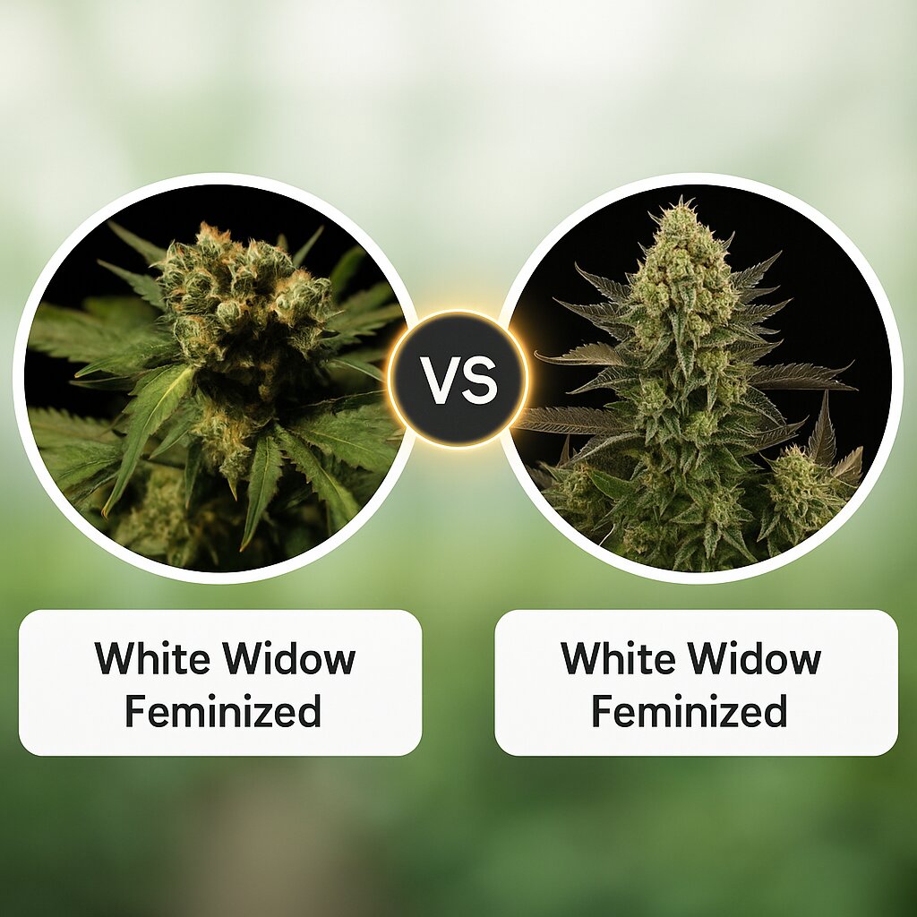 White Widow (Bulldog Seeds) vs White Widow (DinaFem Seeds) Vergleich von Cannabissamen