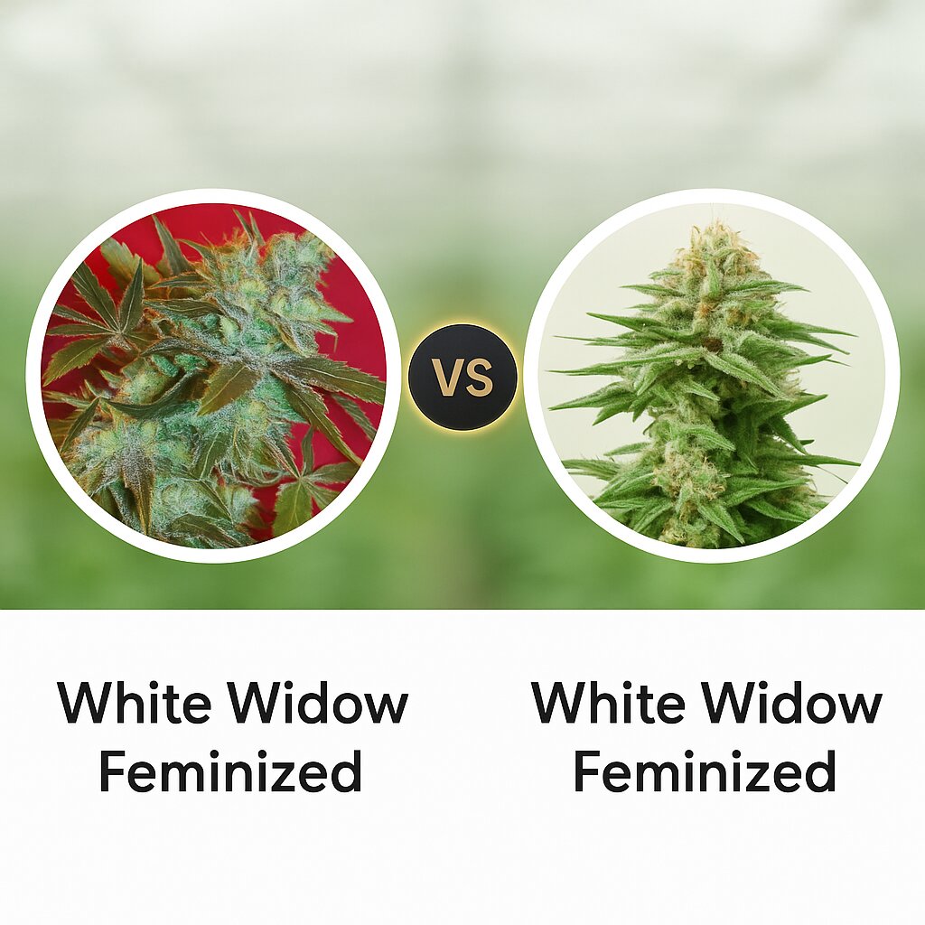 White Widow (Female Seeds) vs White Widow (Royal Queen Seeds) Cannabis-Samenvergleich