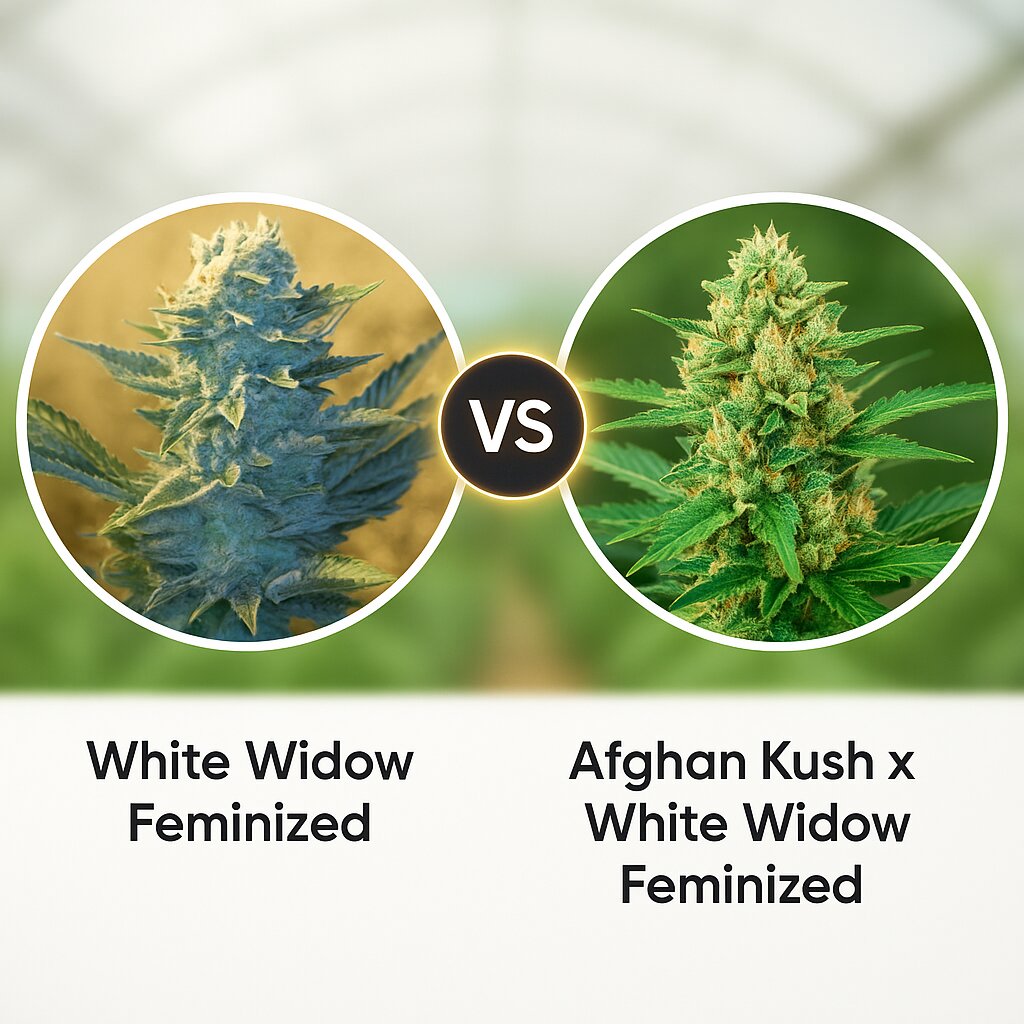 White Widow (G13 Labs) vs Afghan Kush x White Widow (World of Seeds) Cannabissamenvergleich