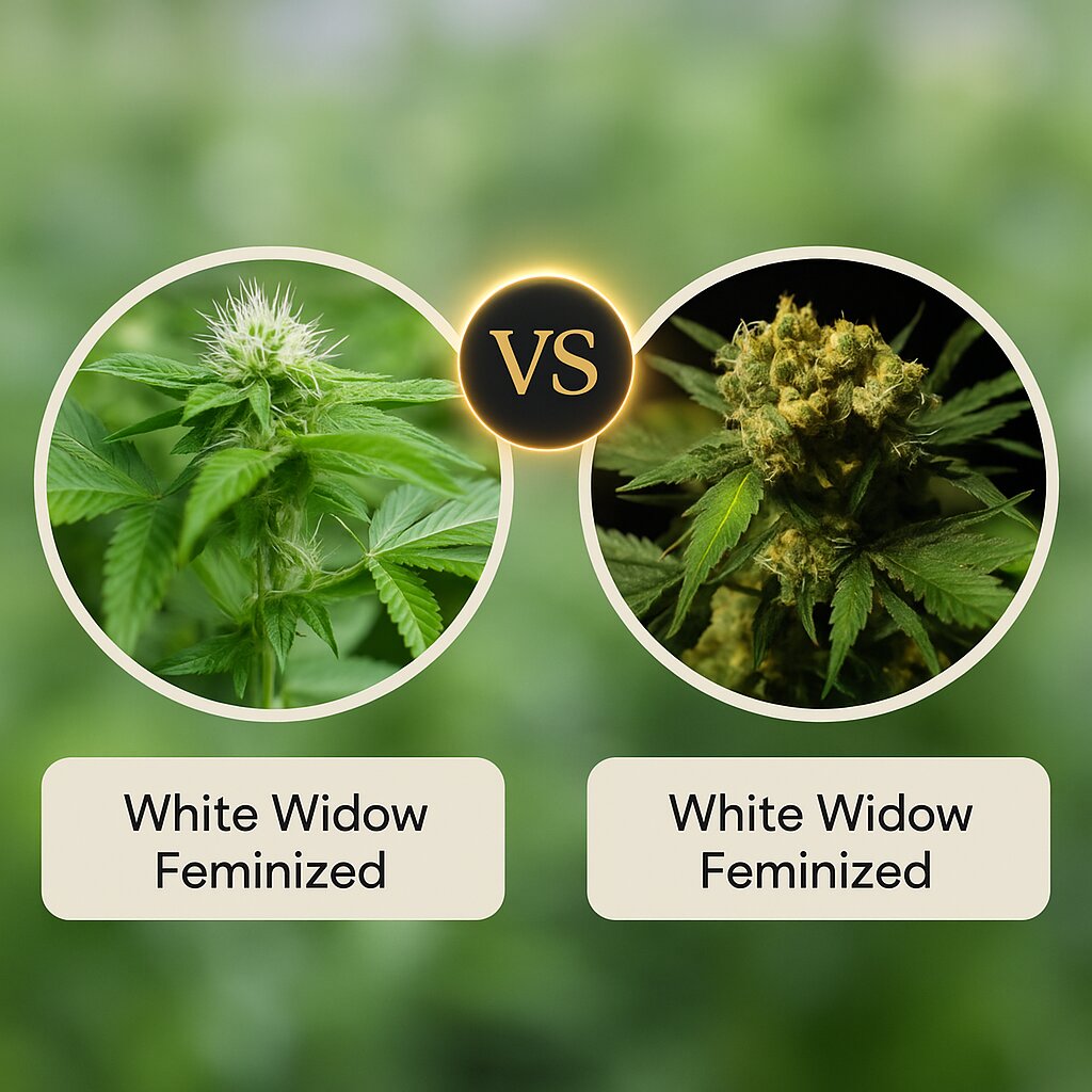 White Widow (Medical Seeds) vs White Widow (Bulldog Seeds) Vergleich von Cannabissamen
