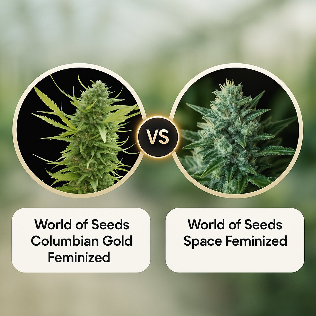 World of Seeds Columbian Gold (World of Seeds) vs World of Seeds Space (World of Seeds) Vergleich von Cannabissamen